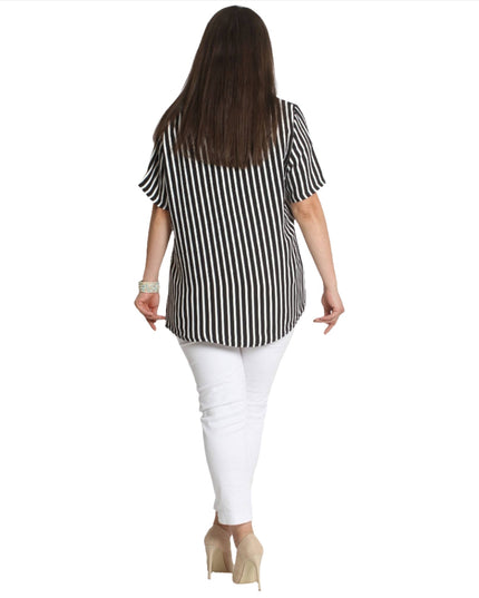 Макси туника на райе - Стилна и елегантна - 3XL, 4XL, 5XL - Пролет - Лято - Maxi Market