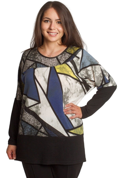 Многоцветна макси туника с геометричен принт и права кройка - Maxi Market