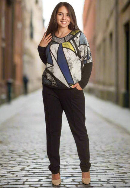 Многоцветна макси туника с геометричен принт и права кройка - Maxi Market