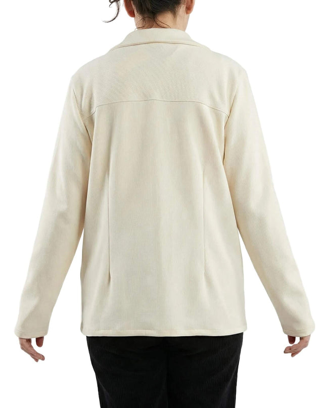 Официално дамско сако в цвят екрю от макси сет, заснето в гръб, показващо елегантна кройка, яка и структура на материята.