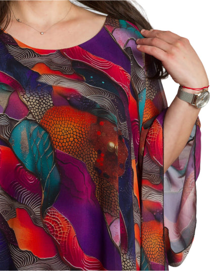 Официална асиметрична туника в макси размери с цветен принт - Maxi Market