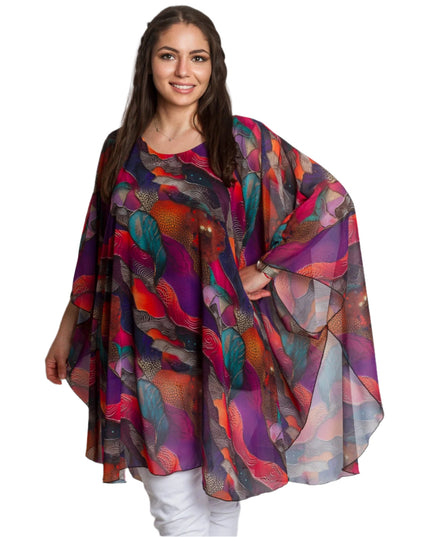 Официална асиметрична туника в макси размери с цветен принт - Maxi Market