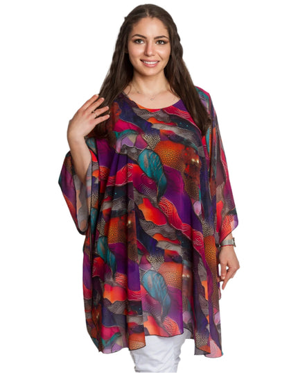 Официална асиметрична туника в макси размери с цветен принт - Maxi Market