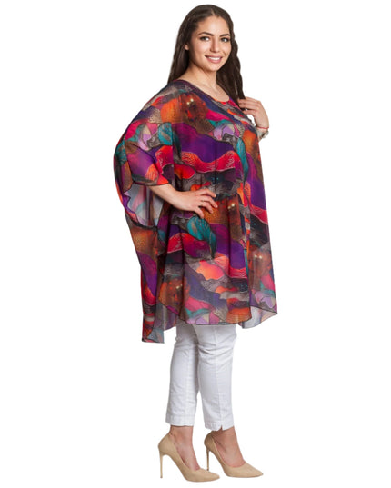 Официална асиметрична туника в макси размери с цветен принт - Maxi Market