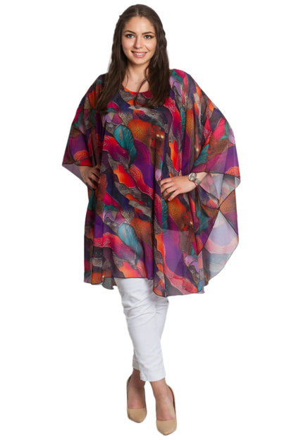 Официална асиметрична туника в макси размери с цветен принт - Maxi Market