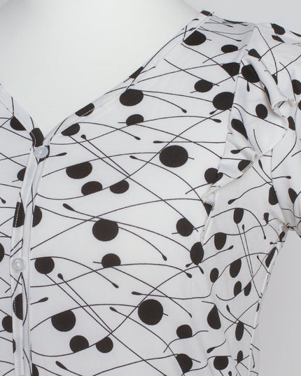 Официална бяла дамска туника на точки с V - образно деколте - Maxi Market