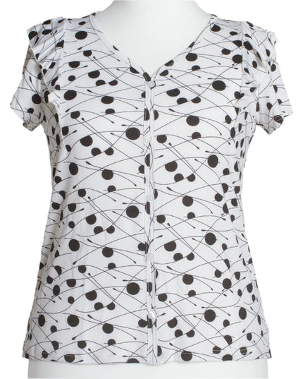 Официална бяла дамска туника на точки с V - образно деколте - Maxi Market