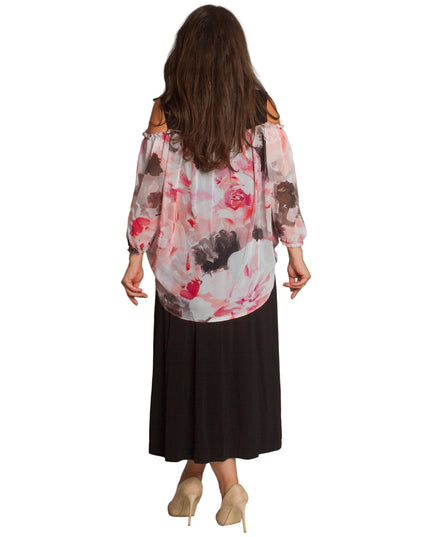 Официална дълга рокля със свободна кройка и шифон - Maxi Market