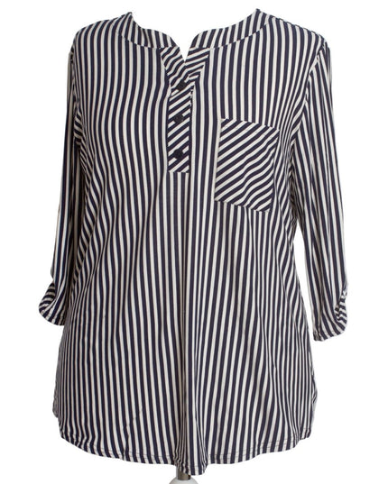 Официална риза на райе с джобче в макси размери - Maxi Market