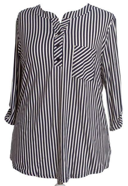 Официална риза на райе с джобче в макси размери - Maxi Market