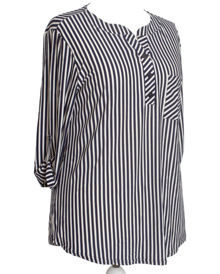 Официална риза на райе с джобче в макси размери - Maxi Market