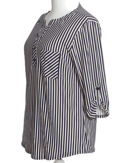 Официална риза на райе с джобче в макси размери - Maxi Market