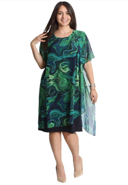 Официална рокля с красив шифон - 3XL,4XL,5XL,6XL - Maxi Market