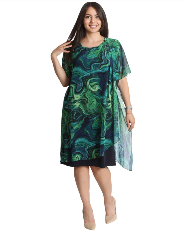 Официална рокля с красив шифон - 3XL,4XL,5XL,6XL - Maxi Market