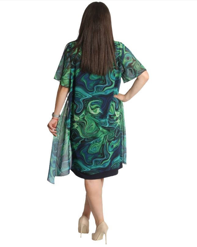 Официална рокля с красив шифон - 3XL,4XL,5XL,6XL - Maxi Market