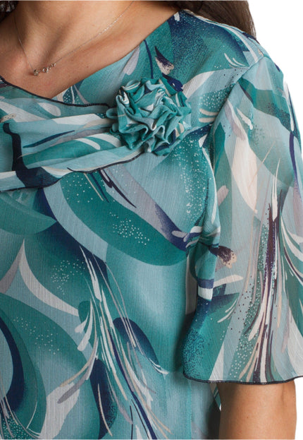 Официална шифонена рокля с цвете в големи размери - Maxi Market