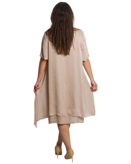 Официална свободна шифонена рокля с цвете в големи размери - Maxi Market