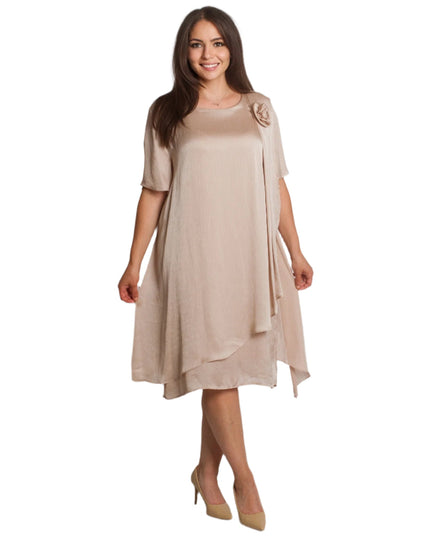 Официална свободна шифонена рокля с цвете в големи размери - Maxi Market