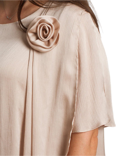 Официална свободна шифонена рокля с цвете в големи размери - Maxi Market