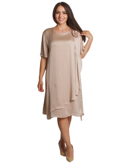 Официална свободна шифонена рокля с цвете в големи размери - Maxi Market