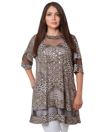 Официална туника - Леопардов принт - 4XL - 5XL - Пролет - Лято - Maxi Market