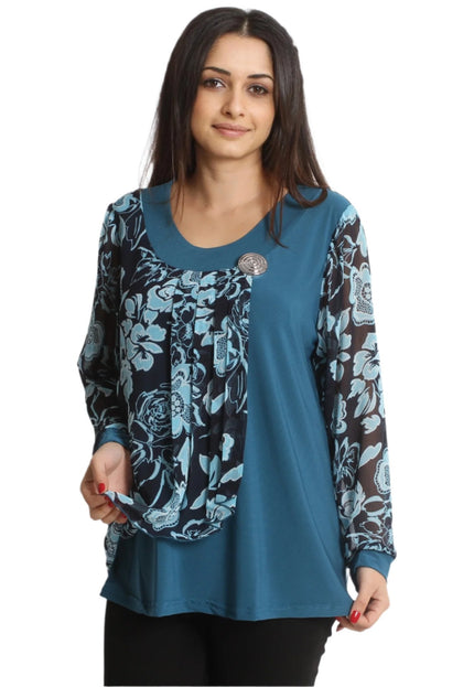 Официална туника с ръкави от шифон 2XL,3XL,4XL,5XL - Maxi Market