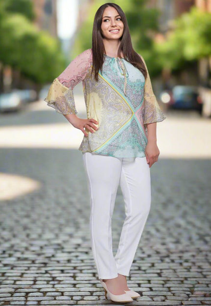 Официална туника в големи размери с абстрактен десен - Maxi Market