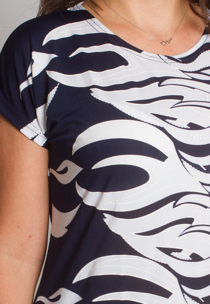 Права лятна рокля в големи размери с двуцветен десен - Maxi Market