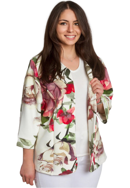 Пролетно макси сако с десен на красиви цветя - 3XL,4XL,5XL - Maxi Market