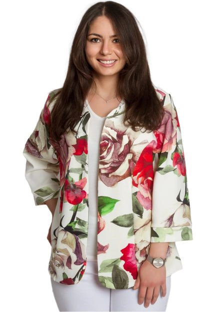 Пролетно макси сако с десен на красиви цветя - 3XL,4XL,5XL - Maxi Market