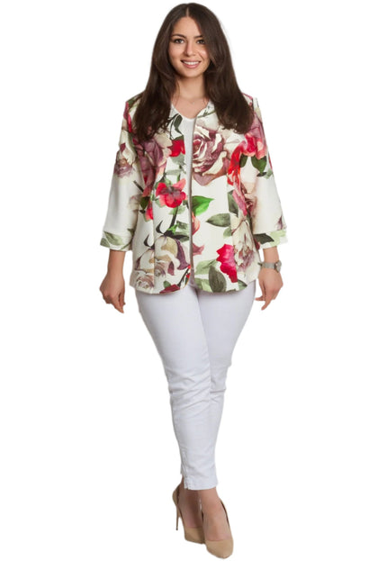 Пролетно макси сако с десен на красиви цветя - 3XL,4XL,5XL - Maxi Market