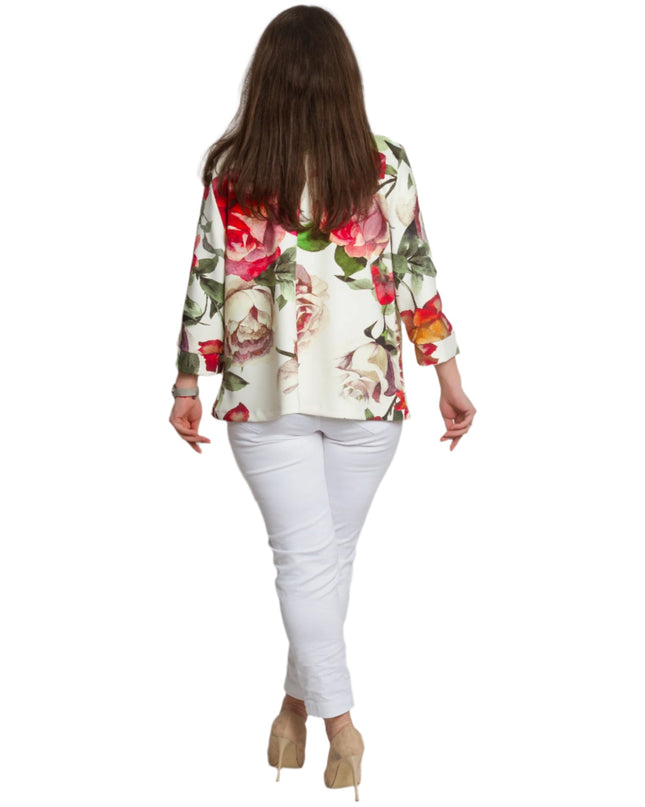 Пролетно макси сако с десен на красиви цветя - 3XL,4XL,5XL - Maxi Market