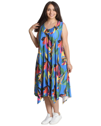 Разкроена дамска рокля - Без ръкави - 3XL, 4XL - Пролет - Лято - Maxi Market