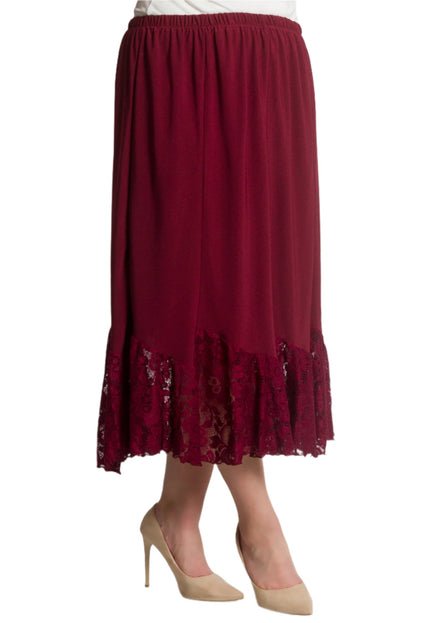 Разкроена макси пола в цвят бордо с дантела - Maxi Market