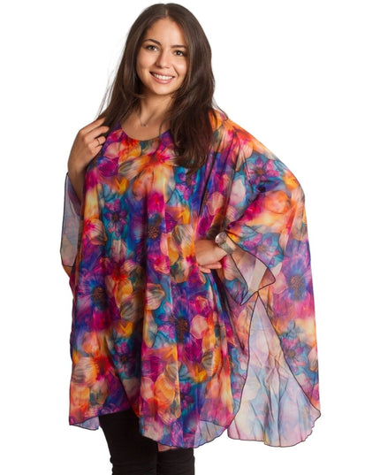 Шифонена туника с флорален десен и свободна кройка - Maxi Market