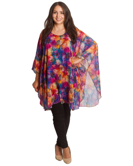 Шифонена туника с флорален десен и свободна кройка - Maxi Market