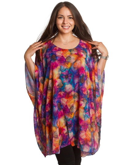 Шифонена туника с флорален десен и свободна кройка - Maxi Market