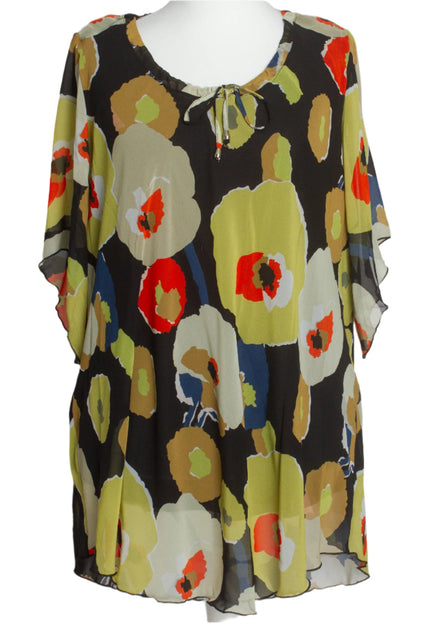Шифонена туника в флорален десен и свободна кройка - Maxi Market