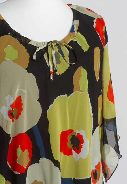 Шифонена туника в флорален десен и свободна кройка - Maxi Market