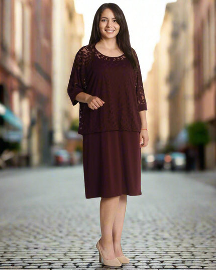 Стилна макси рокля - Бордо - 4XL,5XL - Пролет - Лято - Maxi Market