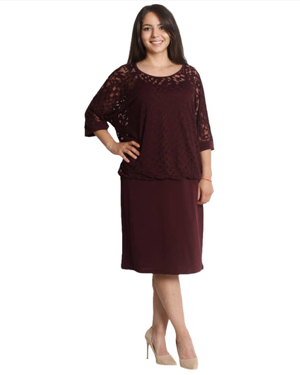 Стилна макси рокля - Бордо - 4XL,5XL - Пролет - Лято - Maxi Market