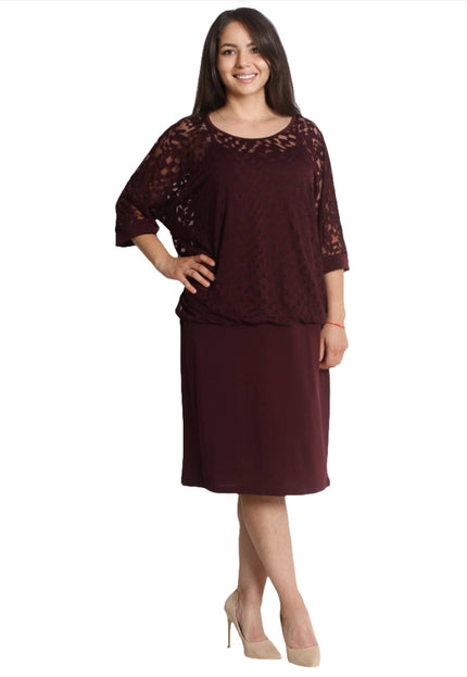 Стилна макси рокля - Бордо - 4XL,5XL - Пролет - Лято - Maxi Market