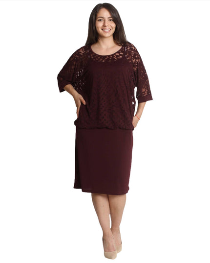 Стилна макси рокля - Бордо - 4XL,5XL - Пролет - Лято - Maxi Market
