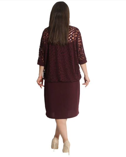 Стилна макси рокля - Бордо - 4XL,5XL - Пролет - Лято - Maxi Market