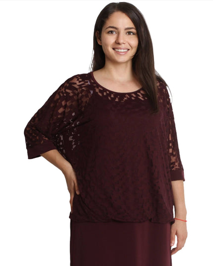 Стилна макси рокля - Бордо - 4XL,5XL - Пролет - Лято - Maxi Market