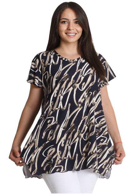 Стилна туника с асиметричен дизайн - Къс ръкав - 2XL, 3XL, 4XL, 5XL - Пролет - Лято - Maxi Market