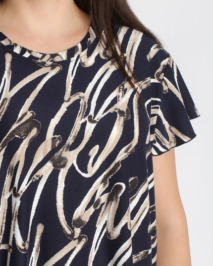 Стилна туника с асиметричен дизайн - Къс ръкав - 2XL, 3XL, 4XL, 5XL - Пролет - Лято - Maxi Market