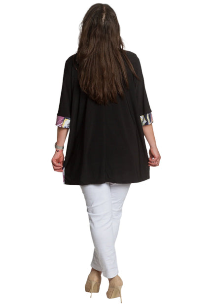 Туника с абстрактен десен и кожен ефект в големи размери - Maxi Market