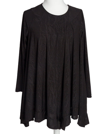 Черна елегантна туника с релефен десен в макси размери