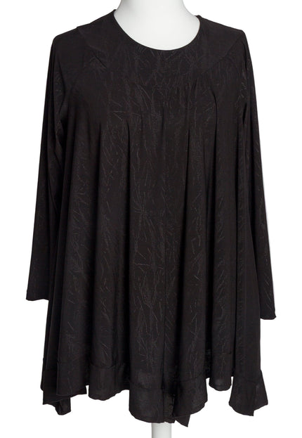 Черна елегантна туника с релефен десен в макси размери